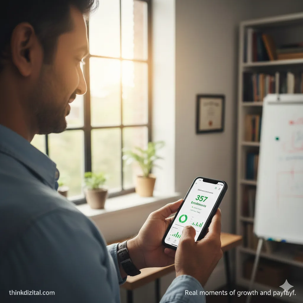 An educator checking enrollments or sign-ups on their phone