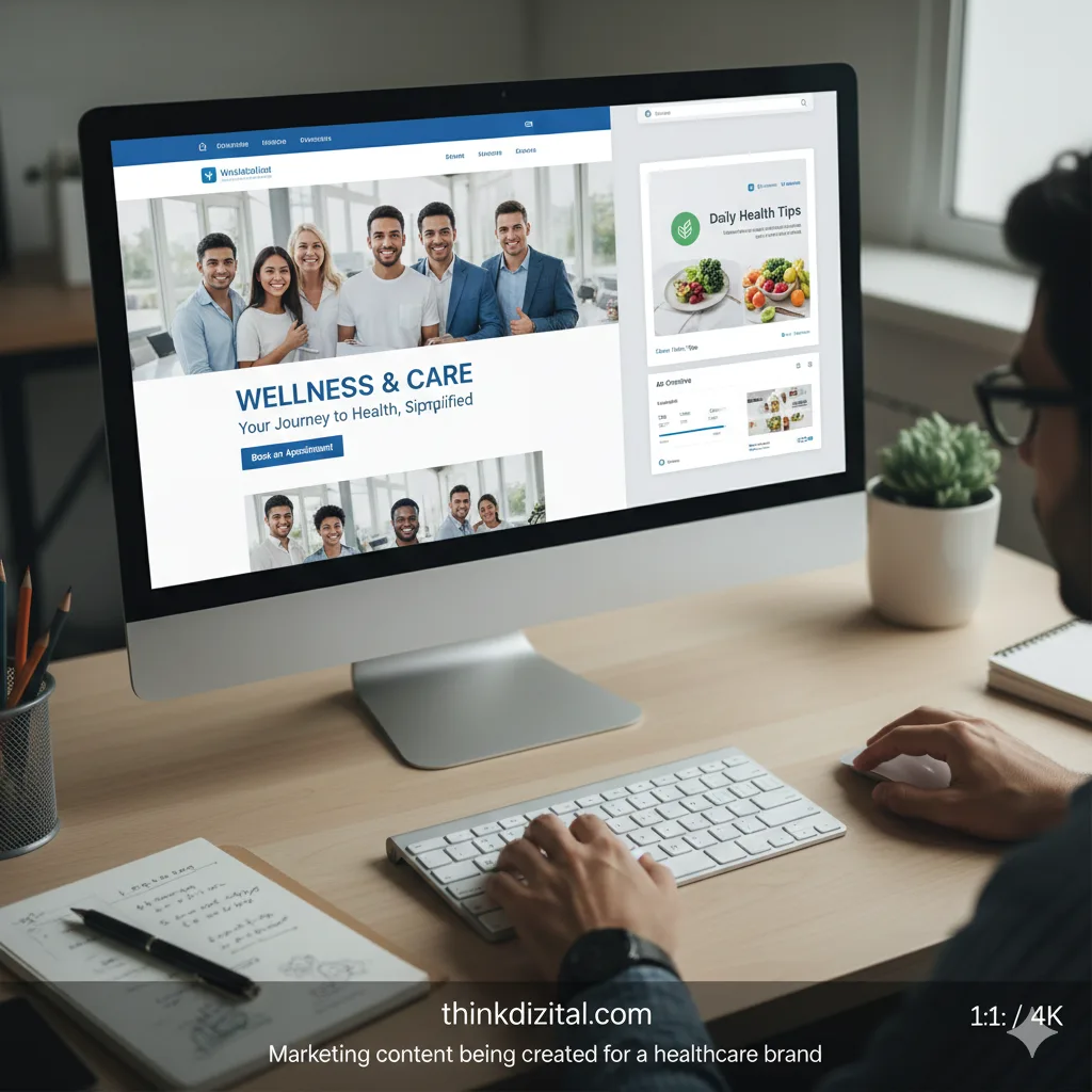 Marketing content being created for a healthcare brand