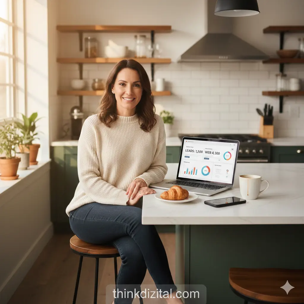 Agent Reviewing Lead Performance on a Laptop