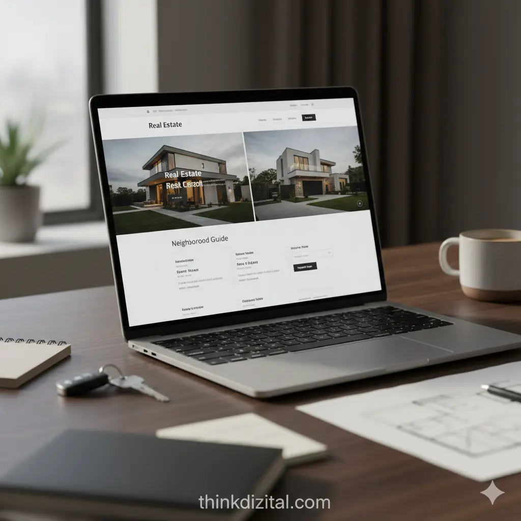 Laptop Screen with a High-End Property Website Open
