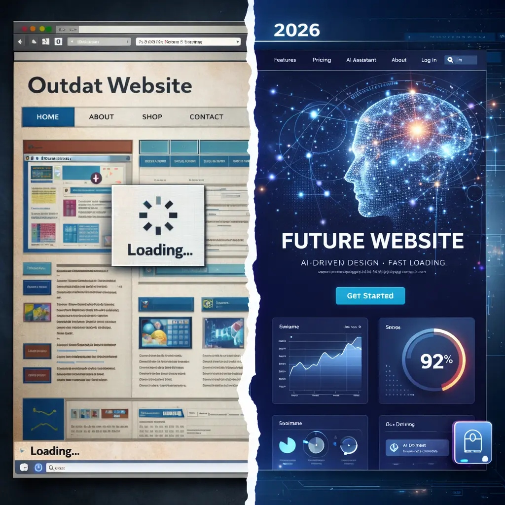 Old vs. new website design comparison